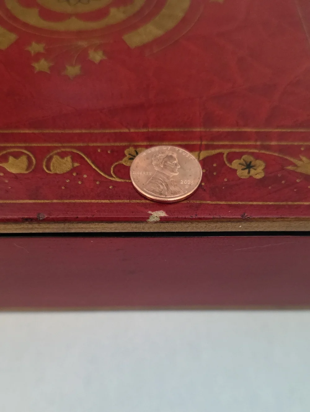 Vintage Florentine Style Book-Shaped Wooden Box - 2-Ring Binder Photo Album